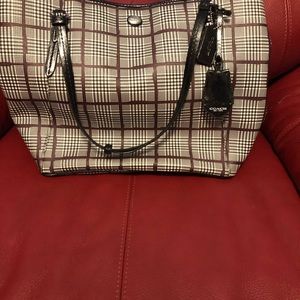 Coach tote black, white, red plain